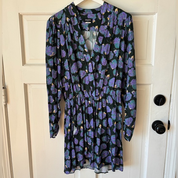 Nwt Zadig & Voltaire Floral Long Sleeve 
Reveal Roses Lavender Mini Blue Dress - Picture 3 of 9